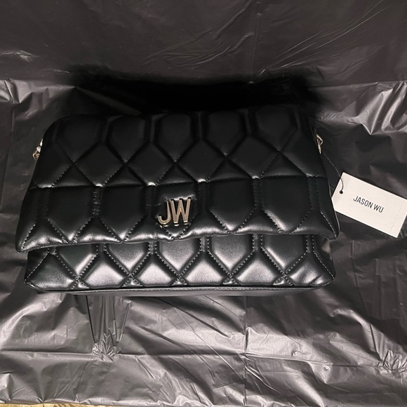NWT!! Jason Wu Purse Black With Gold Metal Strap & Quilted Vegan Leather! - Picture 4 of 6